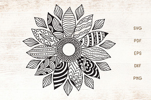Sunflower Doodle Art Zentangle SVG