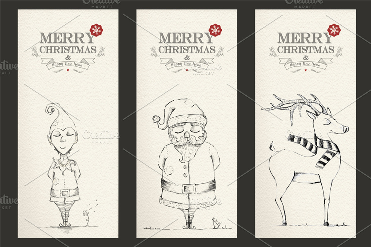 Merry Christmas hand drawn set+label, a Texture Illustration by Cienpies Design (Photo 2 of 2)