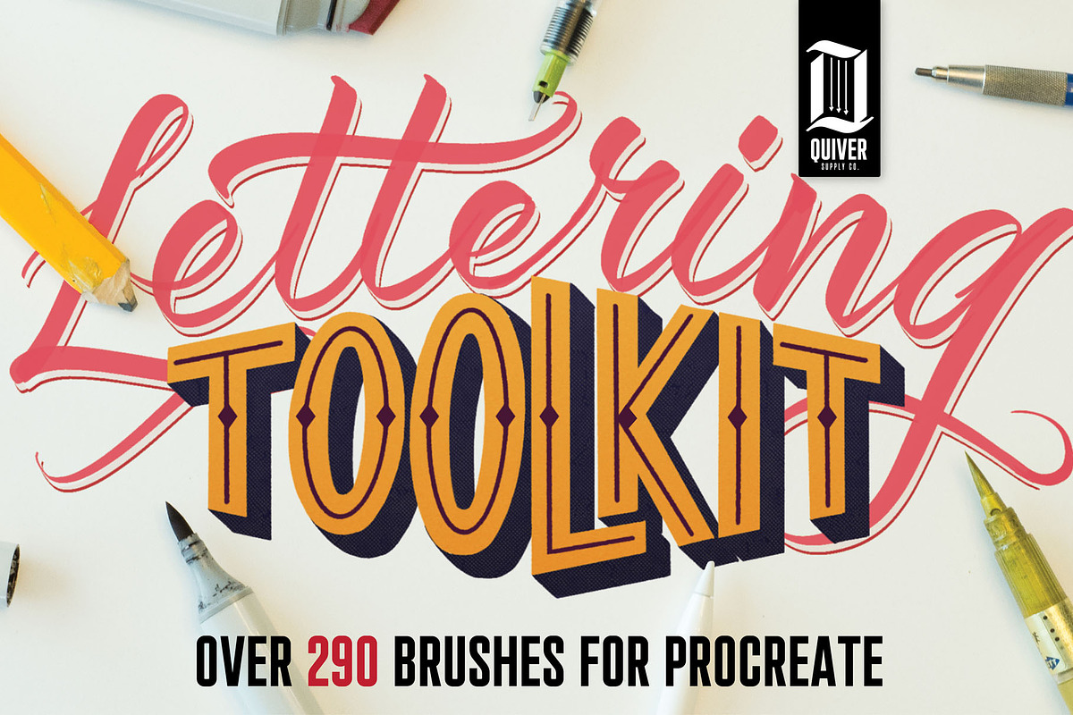 Procreate Lettering Toolkit, a Brush Add-On by Quiver Supply Co. (Photo 1 of 21)