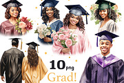 Graduation Black Girl Clipart, an Education Illustration by GlamArtZhanna (Thumbnail 1 of 4)