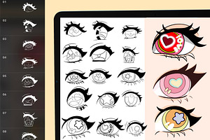 220 Procreate Anime Eye Stamps