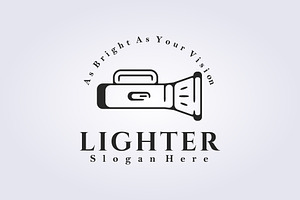 line art flashlight logo template, a Branding & Logo Template by Lodzrov