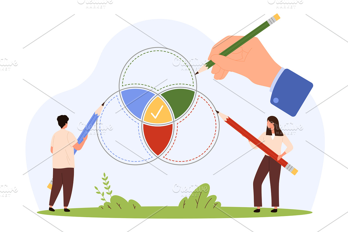 Drawing Venn Diagram design, a Person Illustration by Flashvector