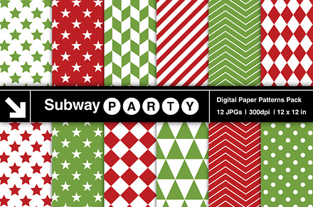 Xmas Red Green Geometric Papers, a Pattern Graphic by SubwayParty