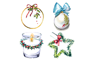 Watercolor Christmas clipart set, a Decorative Illustration by masha gross (Thumbnail 1 of 2)