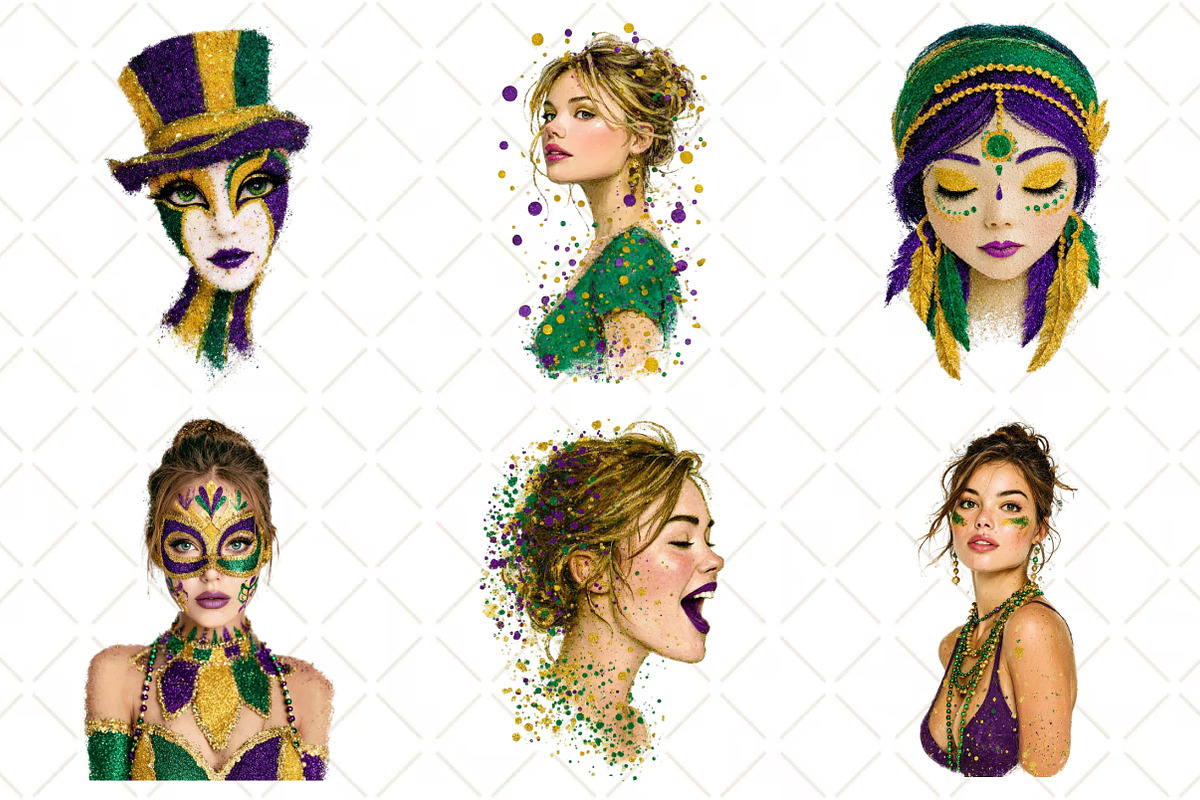 Mardi Gras Cute Girl Clipart, an Illustration by Black Bird Studio (Photo 6 of 6)