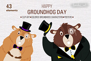 Happy Groundhog Day Clipart, an Animal Illustration by tamatus_art (Thumbnail 1 of 8)