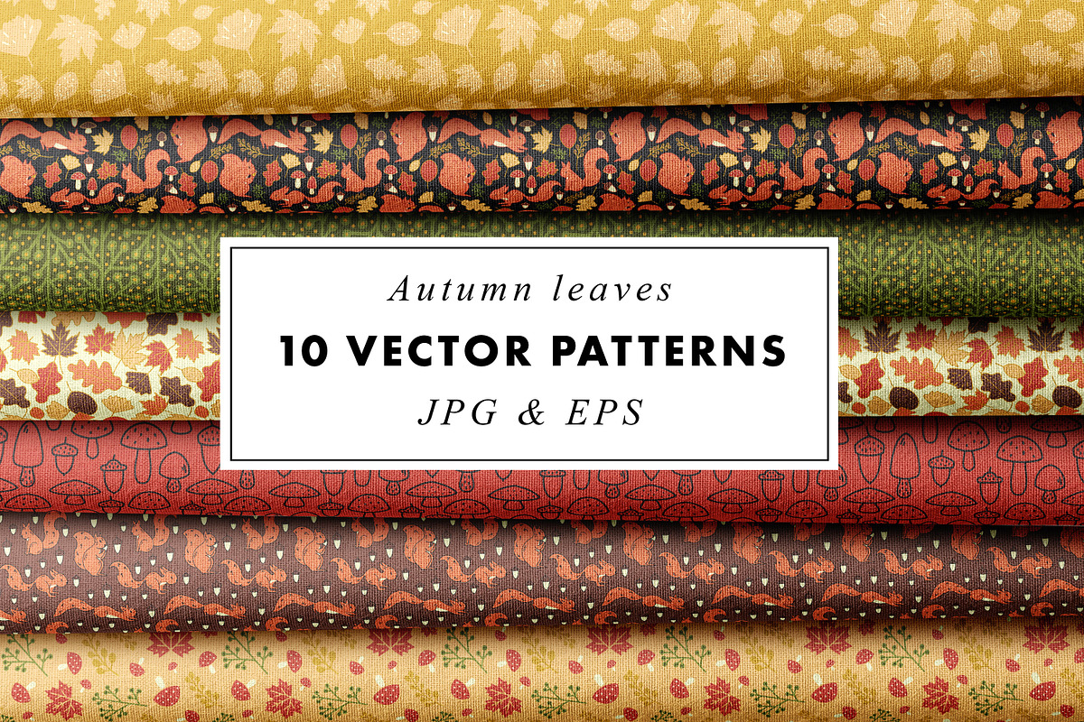 10 Autumn Leaves Vector Patterns, a Pattern Graphic by Heartmade by Claudia (Photo 1 of 5)