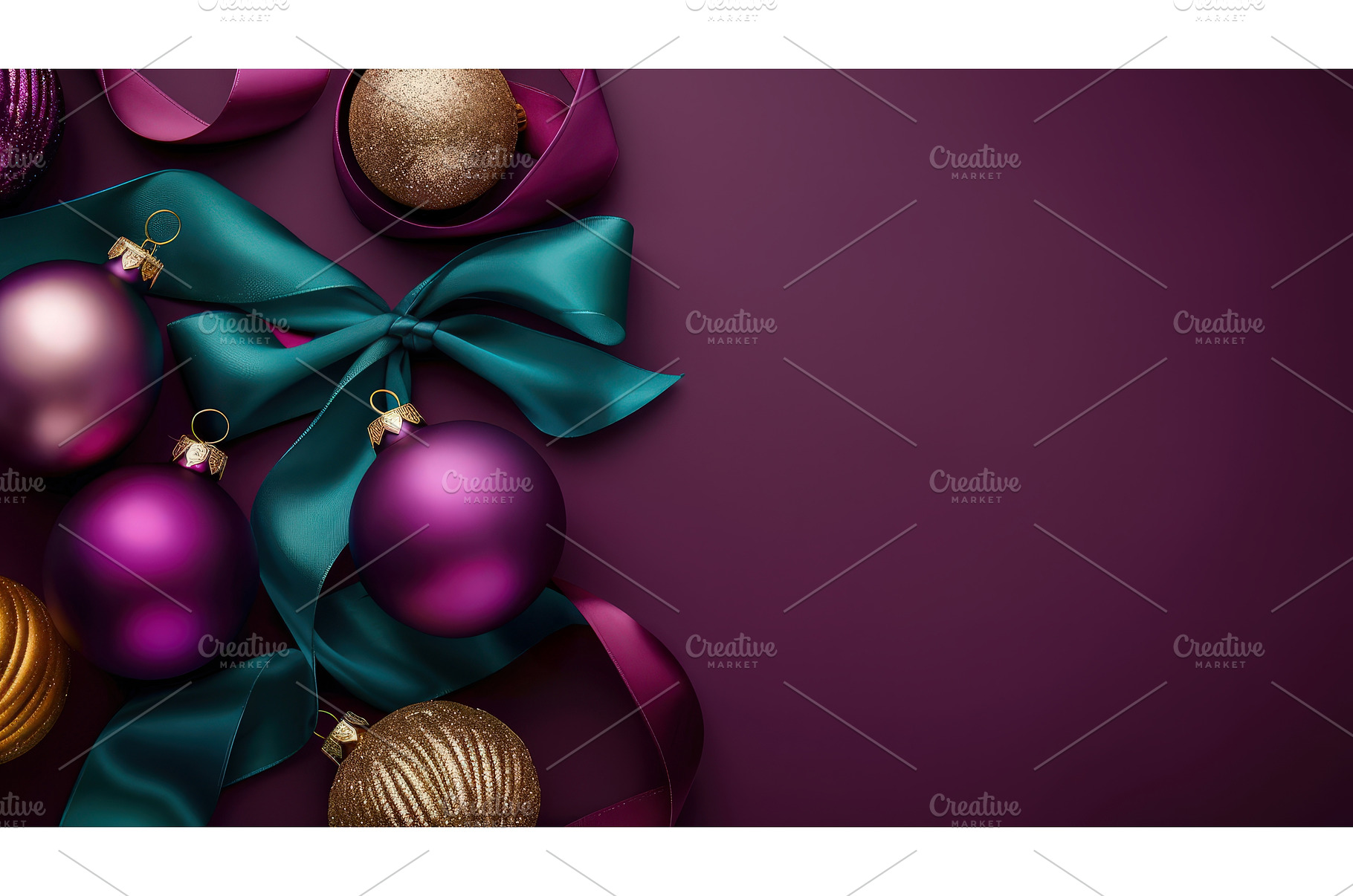 Purple and gold Christmas ornaments, a Holiday Photo by piter.goskov