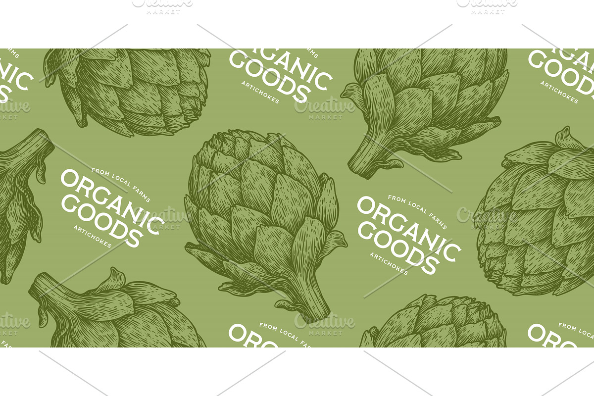 Artichoke, vegetable. Seamless, a Food Illustration by Foxys Graphic