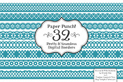 Vintage Blue Clipart Lace Borders, an Illustration by Amanda Ilkov (Thumbnail 1 of 5)