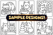 Easy Comfy Cat Life Coloring Pages, an Animal Illustration by Craftsbeefy (Thumbnail 2 of 4)