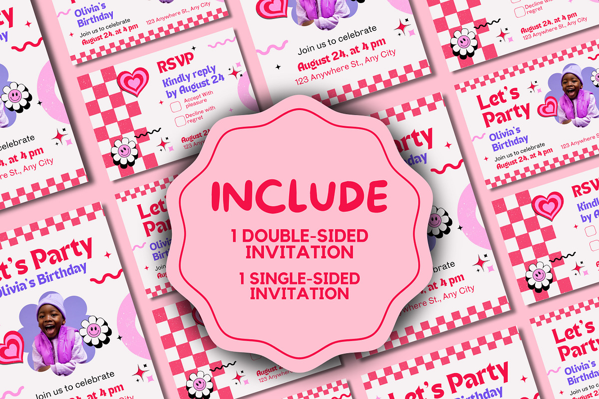Hearts Birthday Party Invitation, a Social Media Template by TemplateCastleStore (Photo 3 of 4)