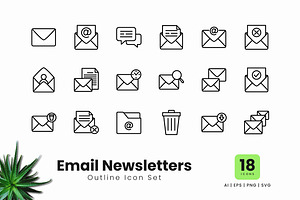 Email Newsletters Outline Icons, an Outline Icon by Zeer Graphic