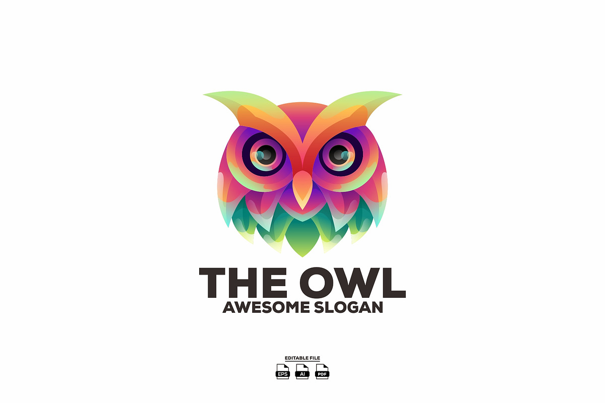 owl gradient colorful design logo, a Branding & Logo Template by LOGTURNAL