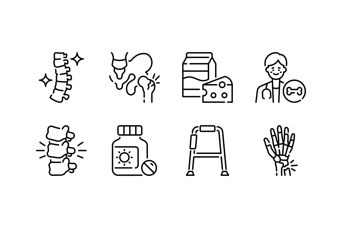 Osteoporosis Icon Set, an Outline Icon by Eklip Studio (Photo 2 of 3)