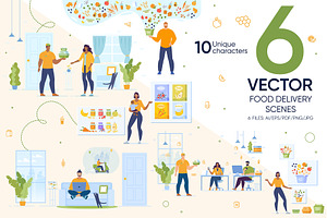 Food Delivery Vector Scenes