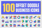 100 Offset Doodle Business SVG Icons, an Icon by Palleon (Thumbnail 1 of 2)