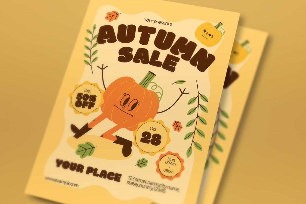 Cream Quirky Autumn Sale Flyer Set, a Flyer Template by graphicook (Photo 2 of 3)