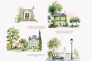 French Château watercolor clipart, a Decorative Illustration by Patishop Art (Thumbnail 7 of 10)