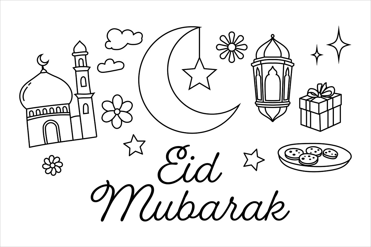 Festive Eid Mubarak Doodles, a Decorative Illustration by Saba Vector (Photo 1 of 3)