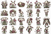 Whimsical Garden Bunny Clipart Set, an Illustration by Libby Wishes (Thumbnail 4 of 7)