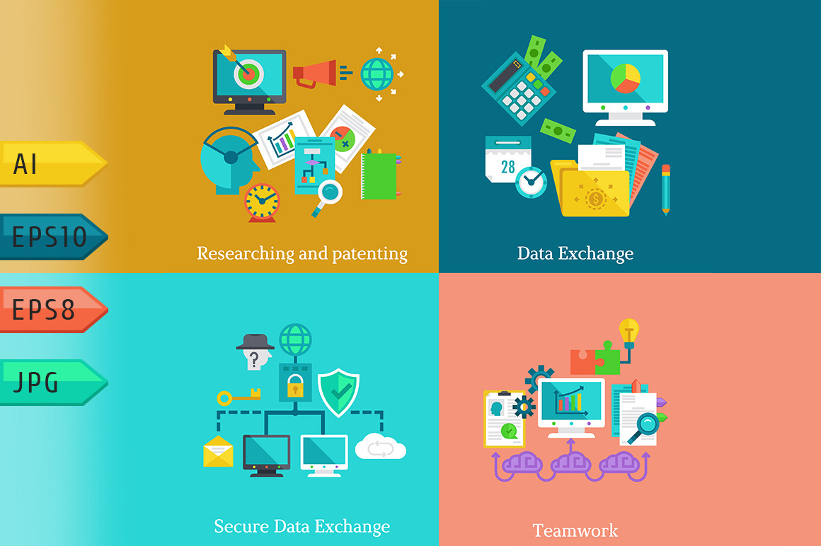 Business flat concepts set., a Work Illustration by julia_musdotter