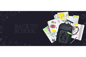 3D back to school scene with black, an Object Illustration by art PVP - market
