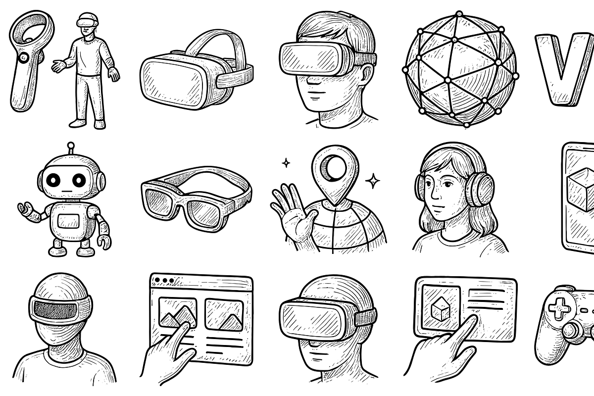 Virtual Reality  Icons, an Object Graphic by nikagraphic