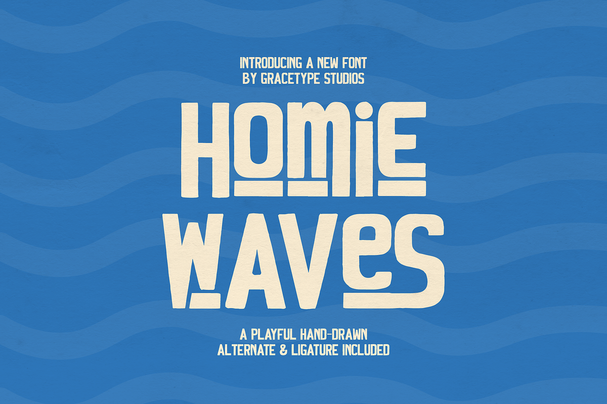 Homie Waves | Playful Hand Drawn, a Handwritten Font by gracetype_studio (Photo 1 of 12)