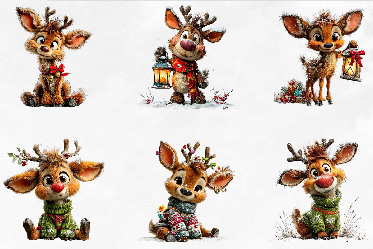 Cute Christmas Reindeer, a Seasonal Illustration by CreationArt (Photo 9 of 9)