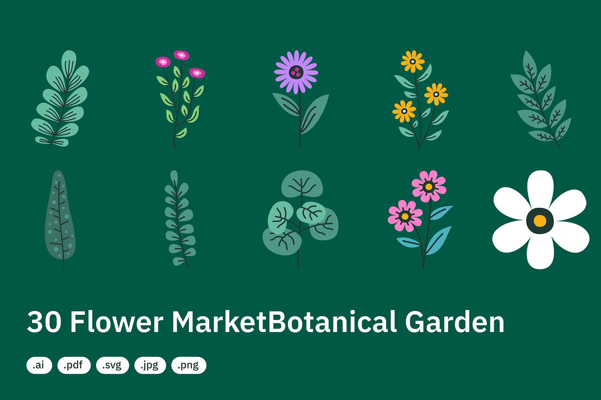 30 Colorful Floral Illustrations, a Decorative Illustration by crafty (Photo 2 of 4)