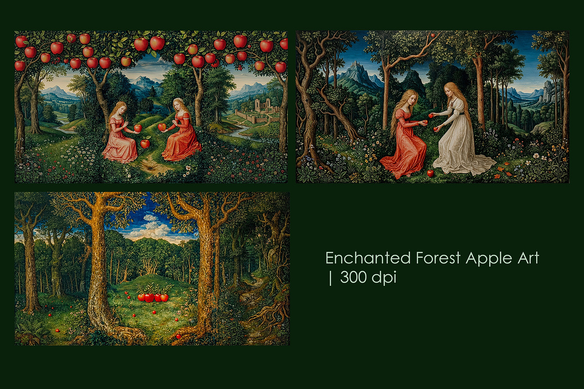 Enchanted Forest Apple Art, a Decorative Illustration by StockVerse Creative (Photo 1 of 4)