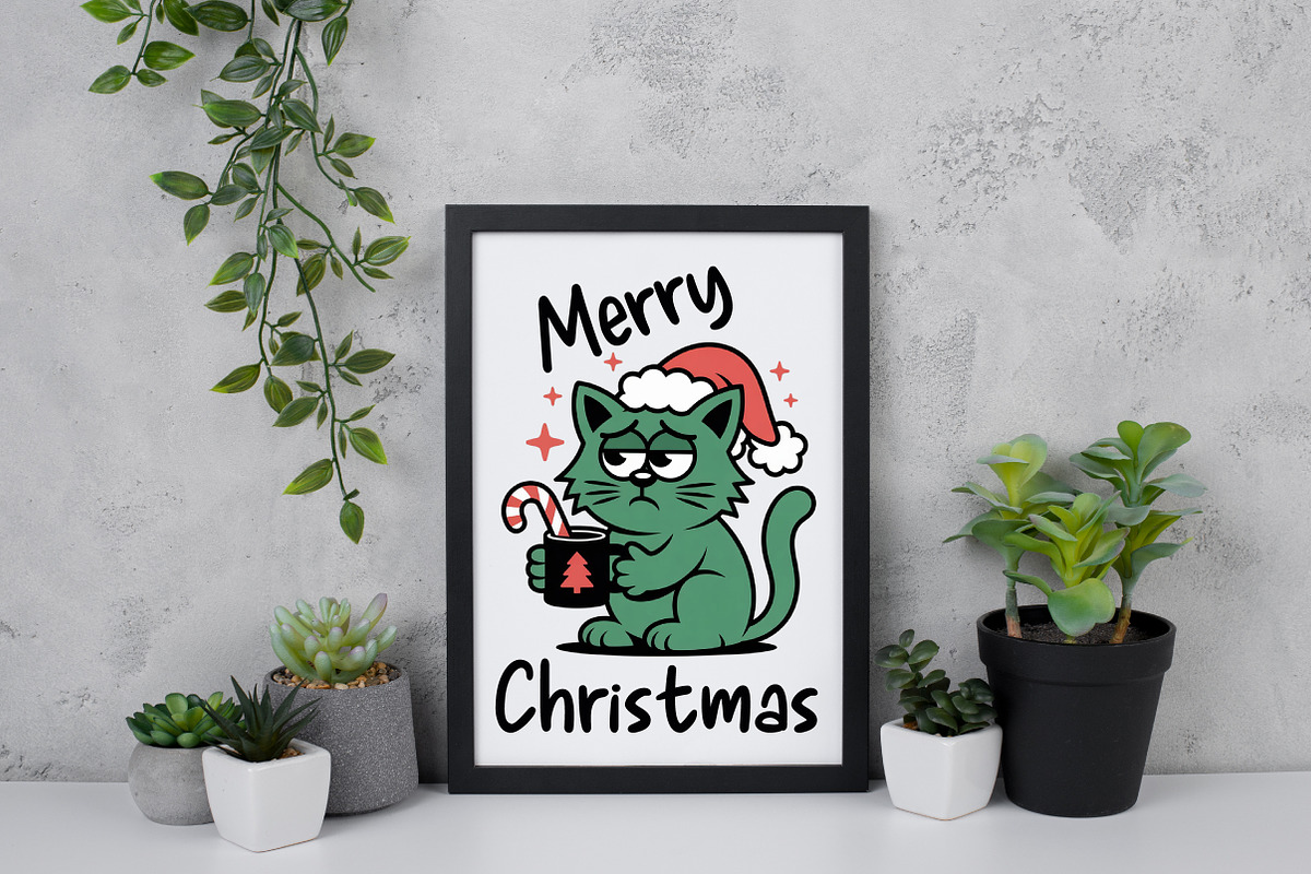 Christmas Sarcastic Funny Cat Merry, an Illustration by Daily.Designs (Photo 4 of 5)