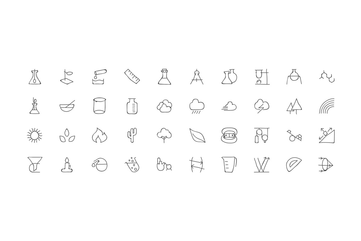 160 Science Hand Drawn Doodle Icons, an Outline Icon by Creative Stall (Photo 4 of 4)
