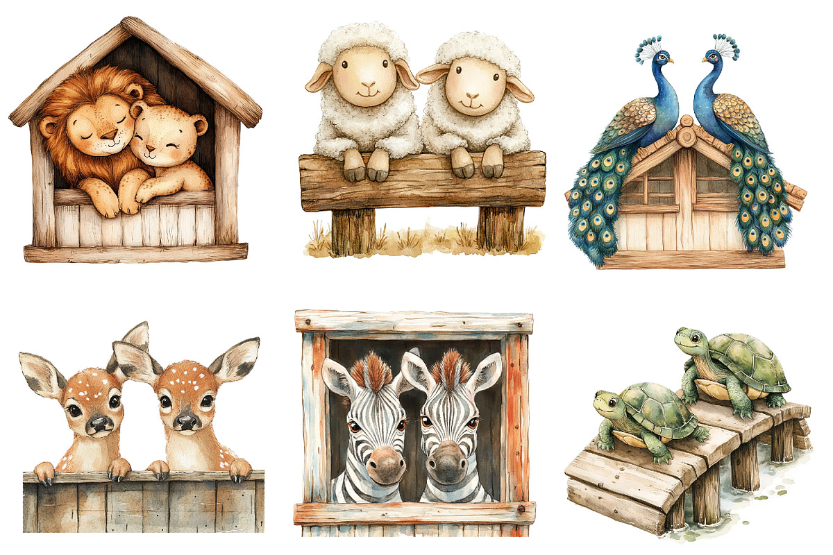 Cute Noah's Ark Watercolor Clip Art, an Illustration by Designworld (Photo 4 of 9)