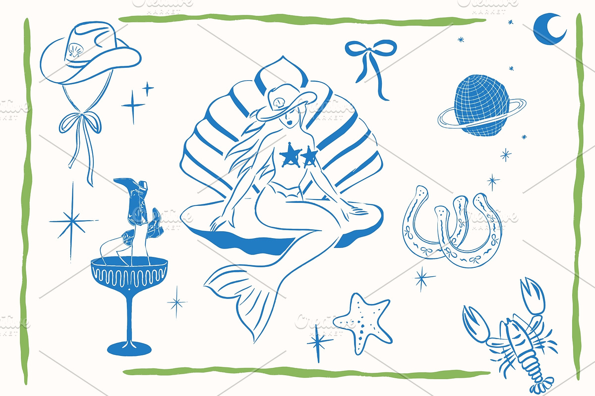 Coastal Cowgirl Western Hand Drawn, a Decorative Illustration by Honey Island Studio (Photo 3 of 7)