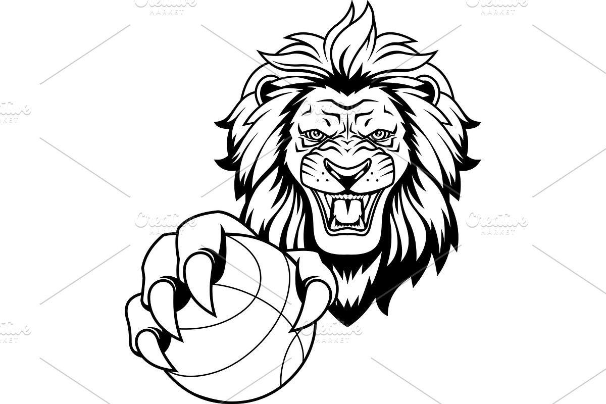 Outlined Wild Lion, an Illustration by HitToon