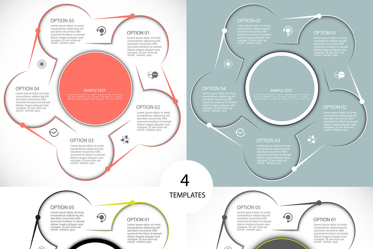 Four templates for presentation, a Presentation Template by Mechik