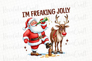 Funny Drunk Santa and Reindeer Png, an Illustration by OK Design (Thumbnail 1 of 4)