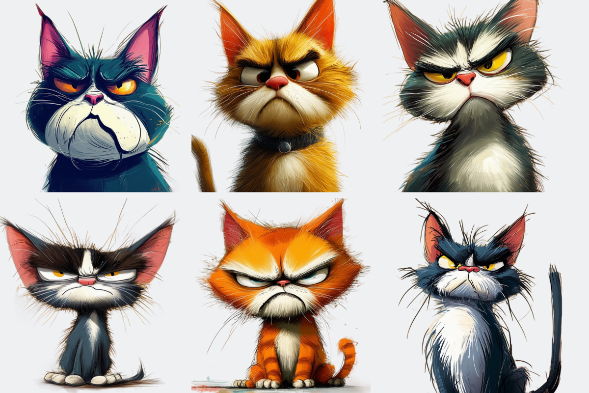 40 Caricature Cranky Cats, an Animal Illustration by PrintHaven Designs (Photo 4 of 9)