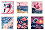 Summer Postage Stamp Clipart, an Illustration by Designworld (Thumbnail 2 of 6)