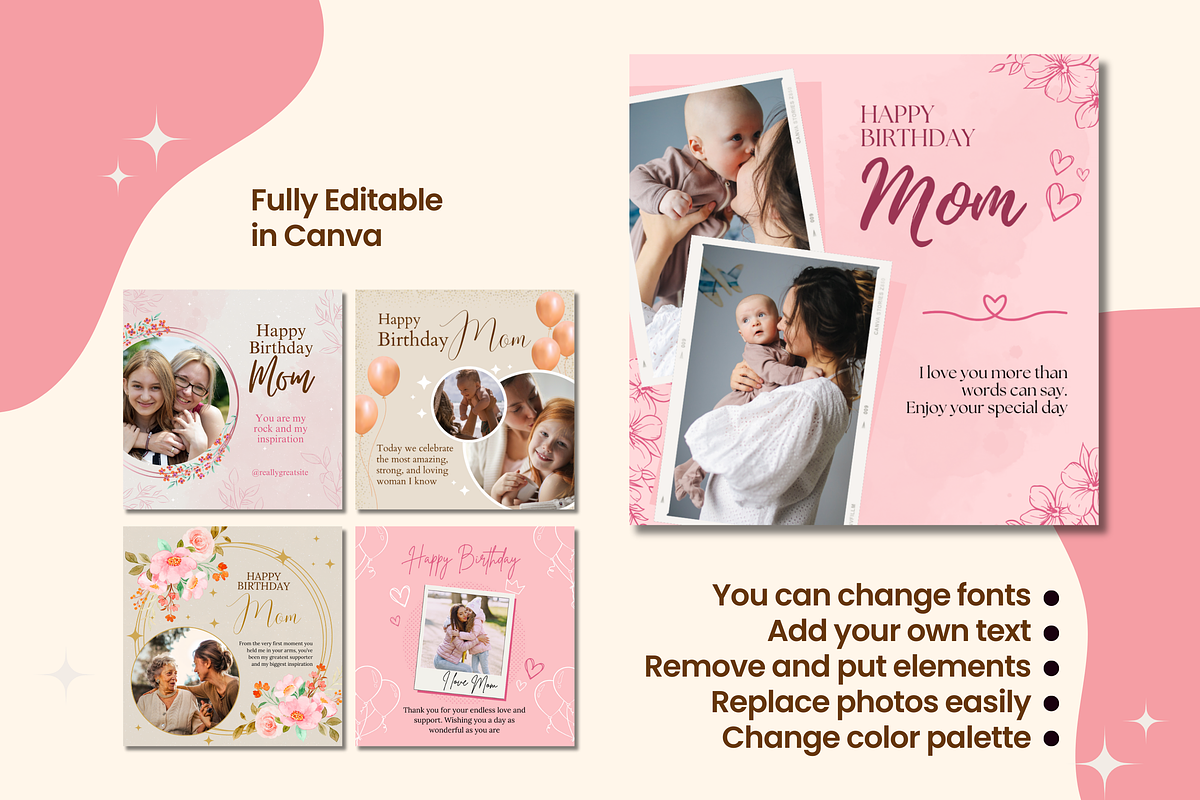 Happy Birthday Mom Templates, a Templates & Theme by TemplateCastleStore (Photo 8 of 9)