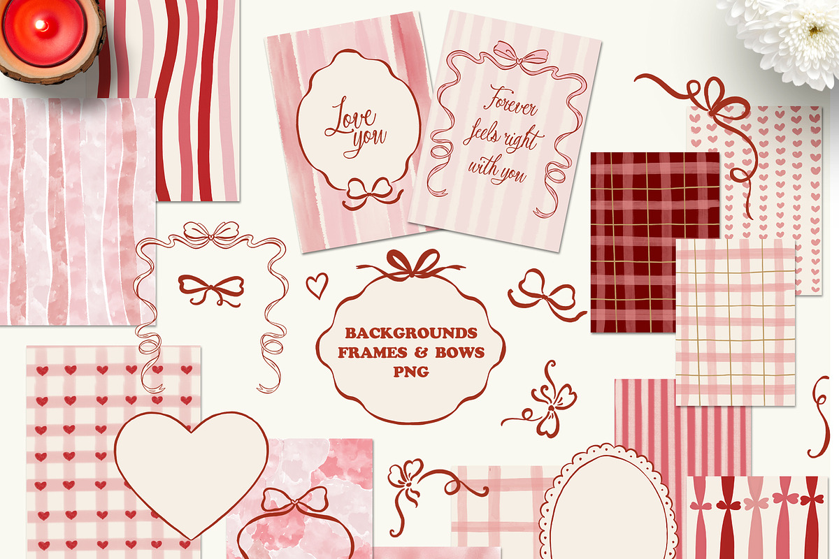 Romantic bows, frames, patterns, a Pattern Graphic by Cozy pattern shop (Photo 3 of 10)