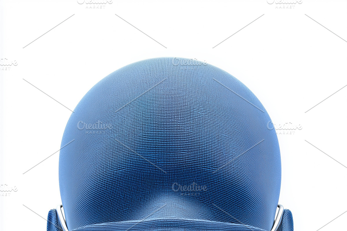 A blue face mask mockup on a mannequin head against a white background, a Mask Mockup by Textures & Backgrounds