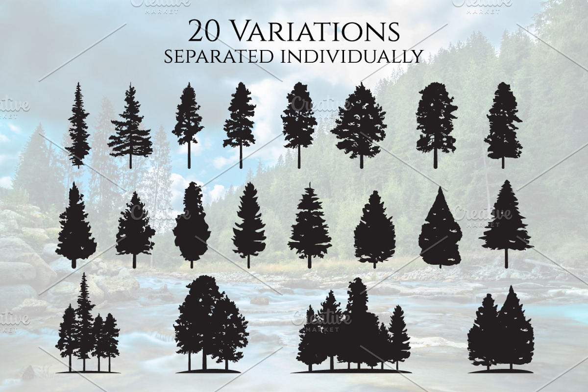 Coniferous Pine Fir Tree Set, an Illustration by jongcreative (Photo 1 of 2)