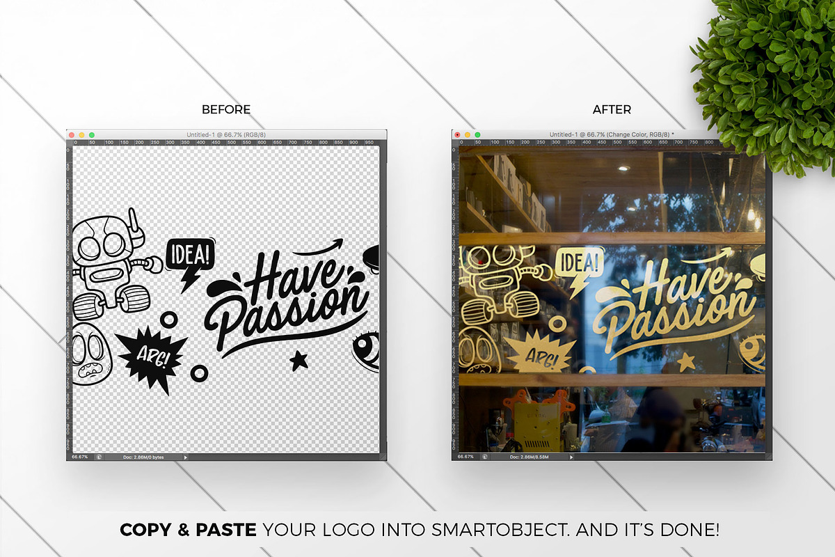 3 Cafe Glass Sticker Decals Mockup, a Product Mockup by MockUpgrade (Photo 2 of 7)