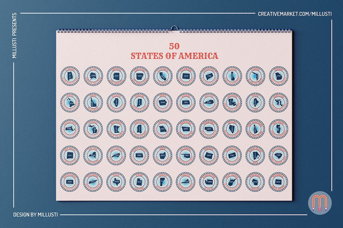 50 The United States of America SVG, an Object Graphic by Millusti (Photo 2 of 6)