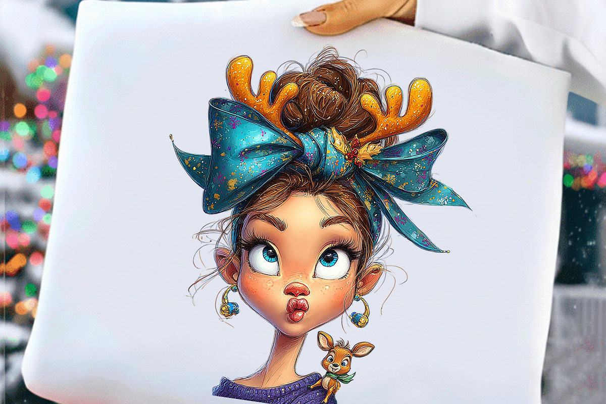 Quirky Christmas Girl Clipart Bundle, an Illustration by Craft Nest (Photo 6 of 8)