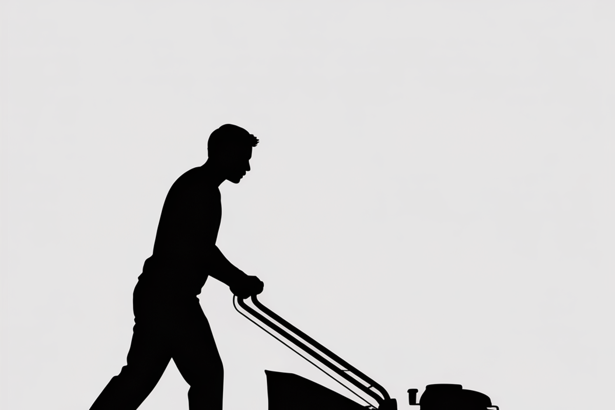 silhouette of a man mowing the lawn, an Illustration by Amazin_art (Photo 10 of 21)